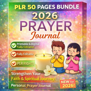 PLR 2026 Prayer Journal Bundle – 50 Pages Printable & Editable Spiritual Planner