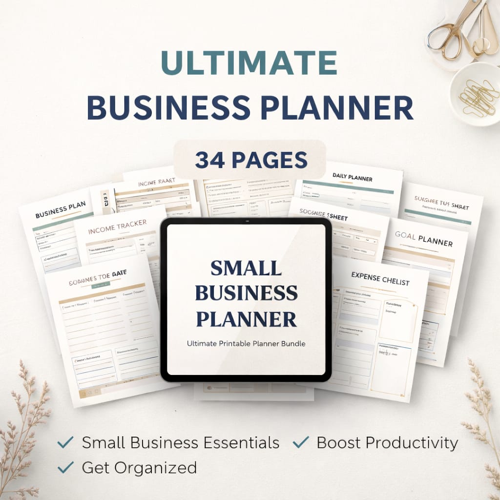 Small Business Starter Kit Printable PDF, Business Planner Bundle, Launch Checklist, Income Expense Tracker, A4 US Letter