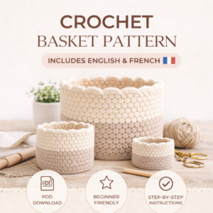 Scalloped Crochet Basket Pattern | Beginner Friendly Storage Organizer | Bulky Yarn DIY Tutorial, Rustic Basket Pattern