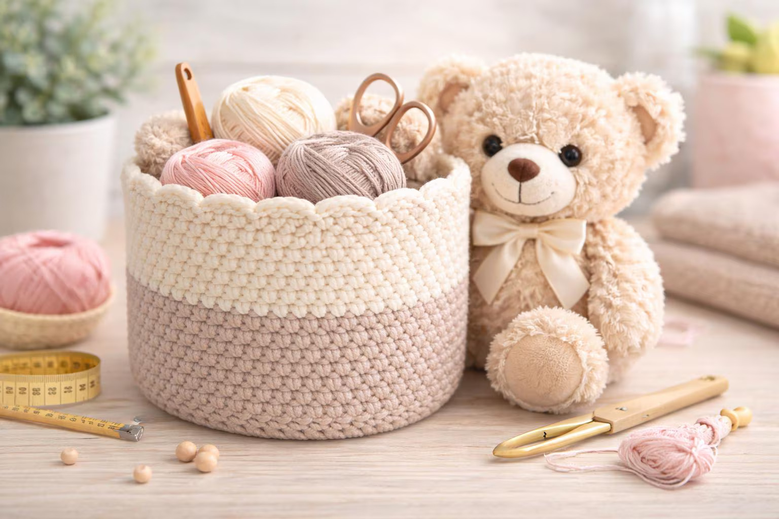 Scalloped Crochet Basket Pattern | Beginner Friendly Storage Organizer | Bulky Yarn DIY Tutorial, Rustic Basket Pattern - Image 2