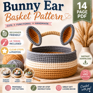 Bunny Ear Basket Crochet Pattern PDF | Beginner Friendly | Instant Download | Planners Dreams Art