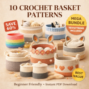 crochet basket pattern bundle preview 10 unique basket designs beginner friendly pdf download