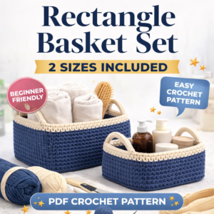 Rectangle Crochet Basket Pattern (2 Sizes) – Beginner Friendly Storage Basket PDF Pattern