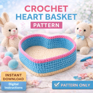 Crochet Heart Basket Pattern – Easy Beginner Crochet Basket Pattern PDF
