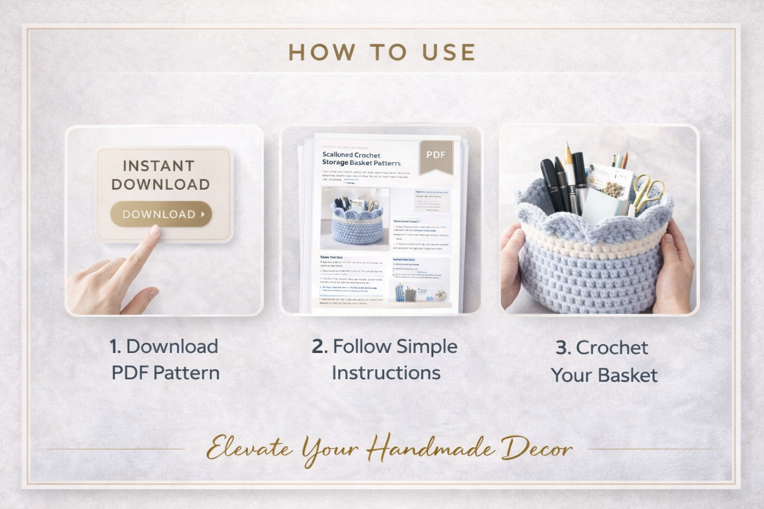 Crochet Basket Pattern PDF | Scalloped Edge Storage Basket | Beginner Friendly Bulky Yarn Organizer | Modern Home Décor DIY - Image 2