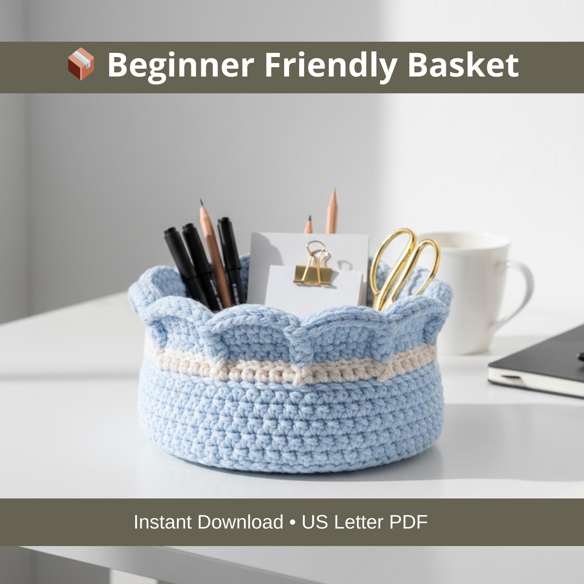 Crochet Basket Pattern PDF | Scalloped Edge Storage Basket | Beginner Friendly Bulky Yarn Organizer | Modern Home Décor DIY - Image 4