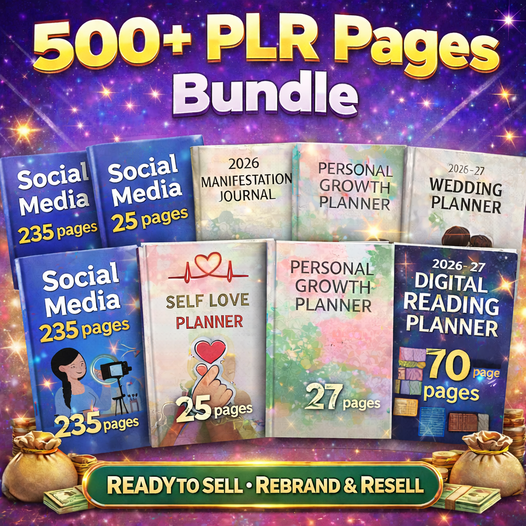 500+ PLR Planner Pages Bundle | Rebrand & Resell Digital Planners | Best for Etsy, Gumroad & Websites