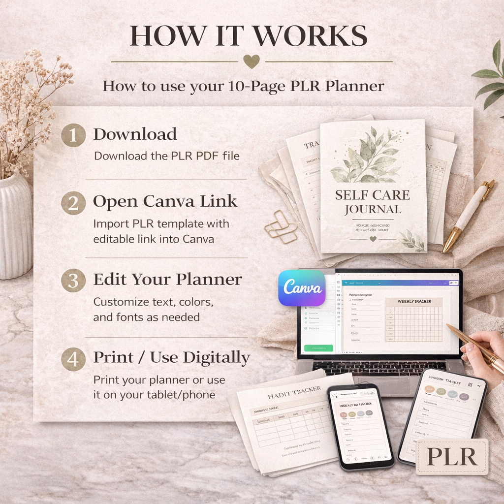 How To Use Self Care Journal Printable, Download PDF, Open Canva Template, Edit Planner, Print Or Use Digitally