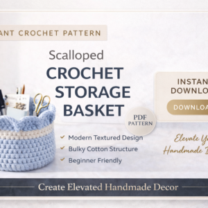 Crochet Basket Pattern PDF | Scalloped Edge Storage Basket | Beginner Friendly Bulky Yarn Organizer | Modern Home Décor DIY