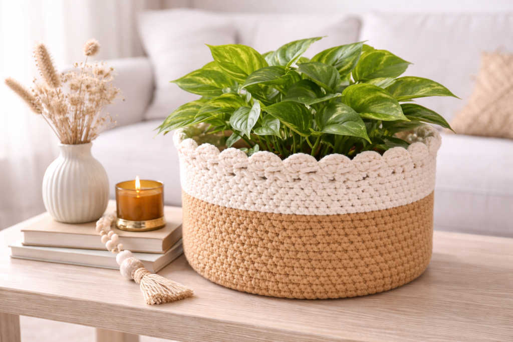 decorative crochet basket plant holder for home decor