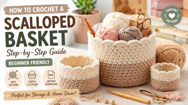 How to Crochet a Scalloped Basket (Beginner Friendly Crochet Basket Pattern + Step-by-Step Guide)