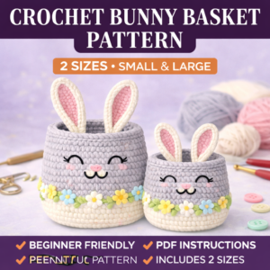 Crochet Bunny Basket Pattern PDF, Easter Bunny Basket Crochet Pattern, Amigurumi Bunny Basket Pattern, Beginner Crochet Easter Basket, DIY Crochet Basket Tutorial