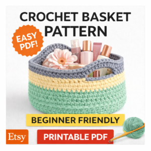 Beginner Friendly Crochet Storage Basket Pattern PDF – Easy Step-by-Step Crochet Basket Tutorial for Home Organization