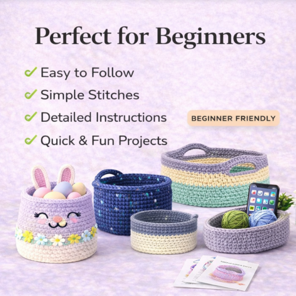 crochet basket materials and tools including yarn crochet hooks scissors and accessories