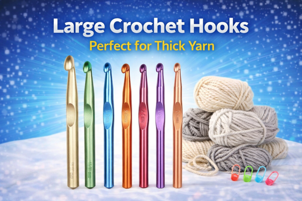 Ergonomic crochet hooks set with soft grip handles for comfortable crocheting beginners and long sessions