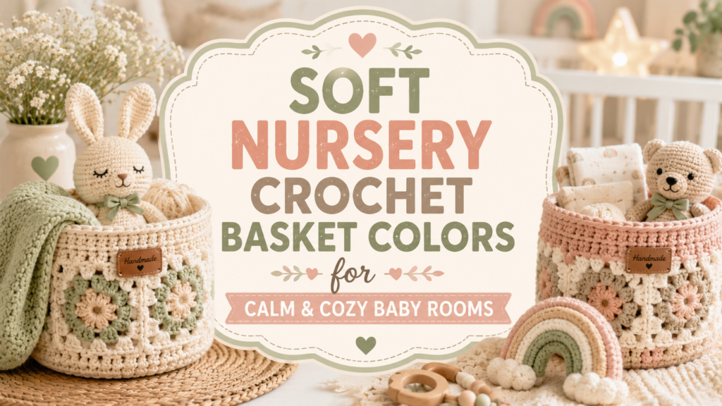 Soft nursery crochet basket colors for calm and cozy baby room decor