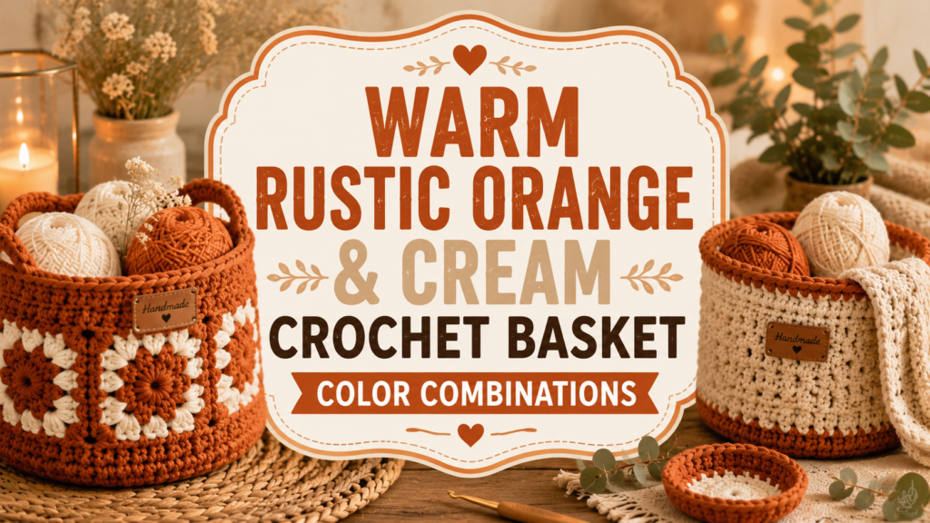 Warm rustic orange and cream crochet basket color combinations for cozy homes