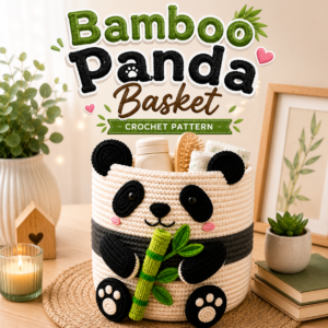 Bamboo Panda Basket Crochet Pattern PDF | Nursery Storage Basket, Animal Organizer & Toy Basket