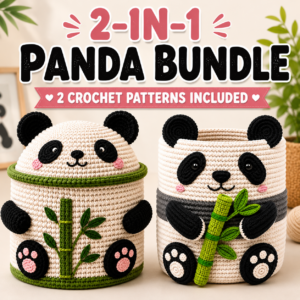 Panda Basket Crochet Pattern Bundle (2 PDF Patterns) | Storage Basket With Lid & Organizer Basket