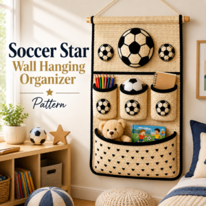 Soccer Ball Wall Hanging Organizer Crochet Pattern PDF | Kids Room Storage PDF | Beginner Friendly Decor