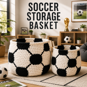 Soccer Ball Storage Basket Crochet Pattern PDF | Tapestry Crochet Basket Pattern | Kids Room Toy Organizer Basket