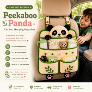 Peekaboo Panda Car Seat Organizer Crochet Pattern PDF | DIY Backseat Storage Organizer | Instant Digital Download