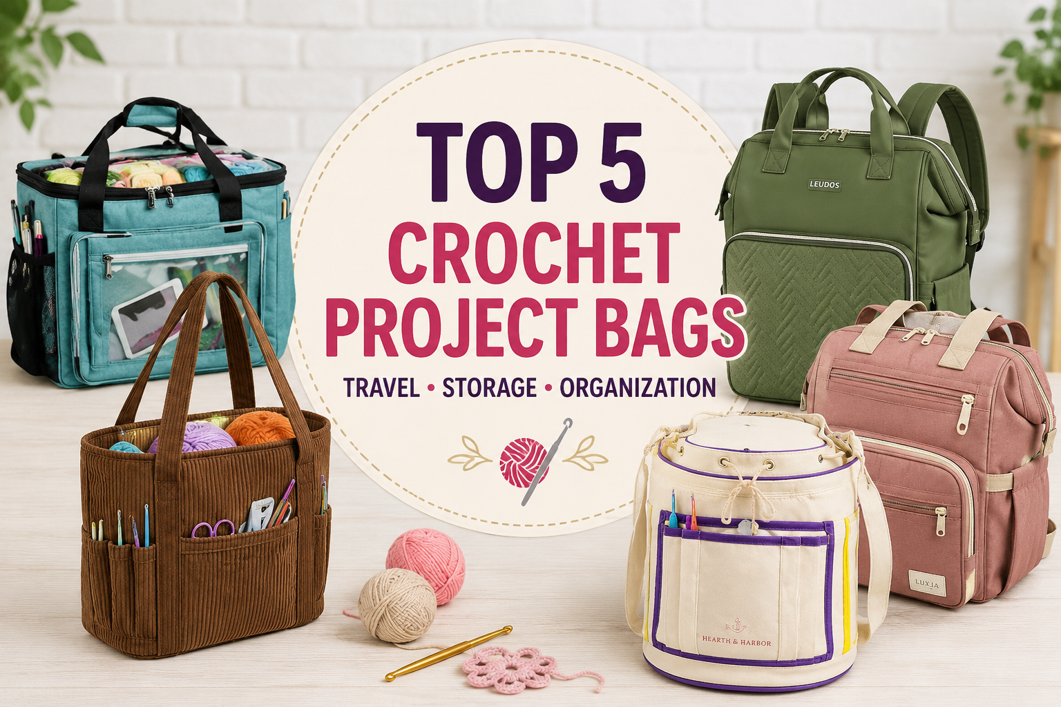 Top 5 Best Crochet Project Bags for Travel Storage and Yarn Organization