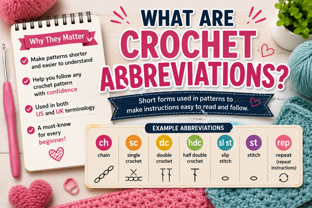 What are crochet abbreviations explained with common crochet terms for beginners.