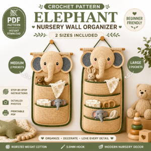 Crochet Elephant Wall Organizer Pattern PDF | 2 Sizes Included