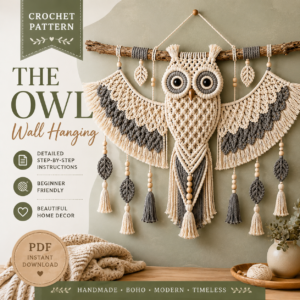 Boho Owl Wall Hanging Crochet Pattern PDF | DIY Nursery Wall Decor | Instant Digital Download | Beginner Friendly Tutorial