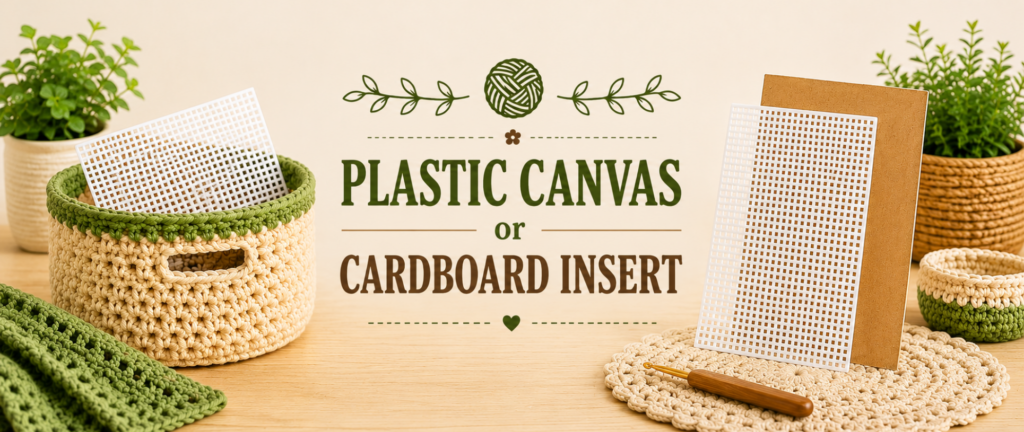 Spray starch and blocking supplies used to stiffen and shape a handmade crochet basket.