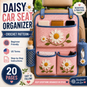 Crochet Daisy Car Seat Organizer Pattern PDF | Beginner-Friendly US Crochet Pattern
