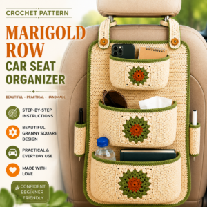 Crochet Car Seat Organizer Pattern PDF – Easy Granny Square Hanging Organizer, Beginner Friendly DIY Car Storage Crochet Pattern