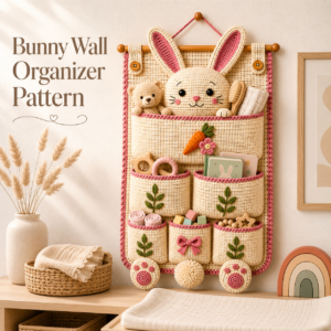 Bunny Wall Organizer Crochet Pattern PDF | Nursery Storage Pocket Wall Hanging | Digital Download | US Crochet Terms