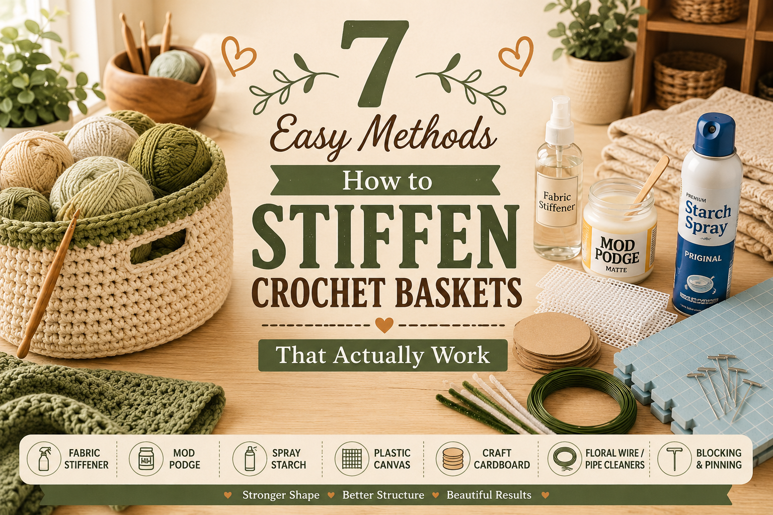 Granny flower crochet organizer basket pattern with cotton yarn and crochet supplies for sturdy handmade storage baskets.