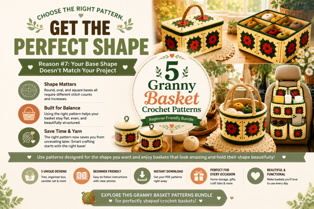 Choose the right crochet basket pattern and base shape to make round, oval or square baskets with perfect structure and balance.