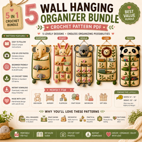 bunny wall hanging organizer crochet pattern