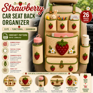 Strawberry Car Seat Back Organizer Crochet Pattern PDF | Crochet Car Organizer