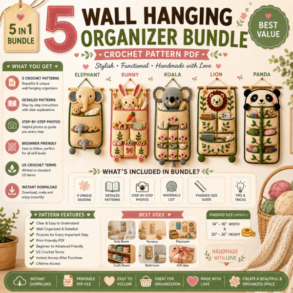 lion wall hanging organizer crochet pattern