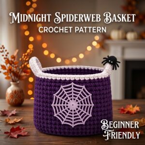 Midnight Spiderweb Basket — Crochet Pattern
