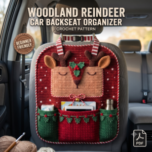 Woodland Reindeer Car Backseat Organizer Crochet Pattern PDF | Christmas Car Organizer | Beginner-Friendly US Terms