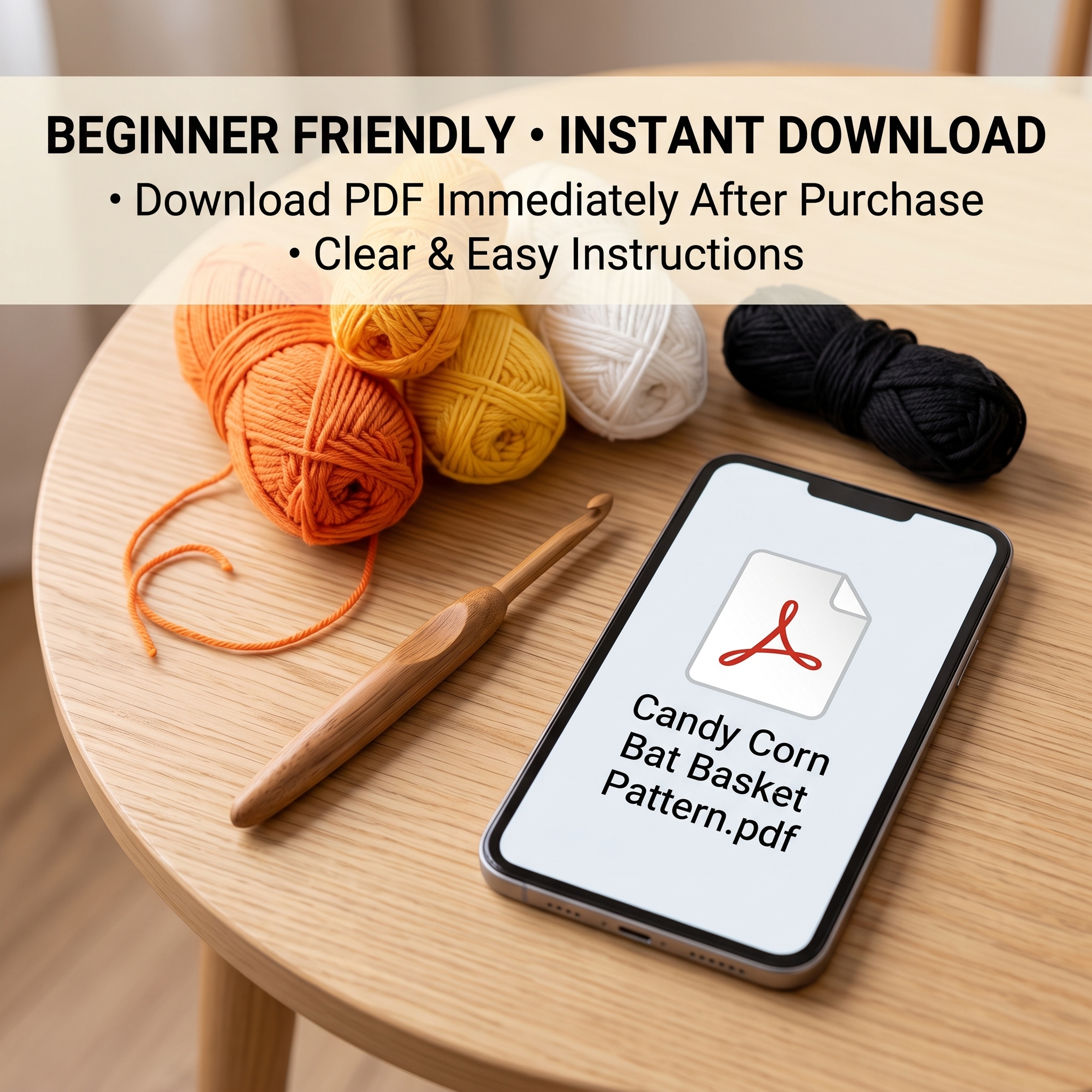 Candy Corn Witch Cauldron Basket Crochet Pattern | PDF Digital Guide - Image 2