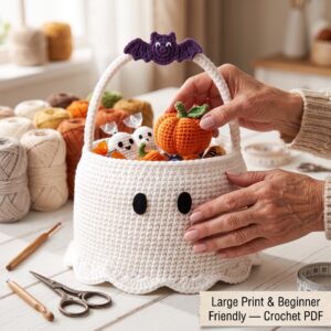 Ghost Treat Basket Crochet Pattern PDF | Mushtaq Digital Pro