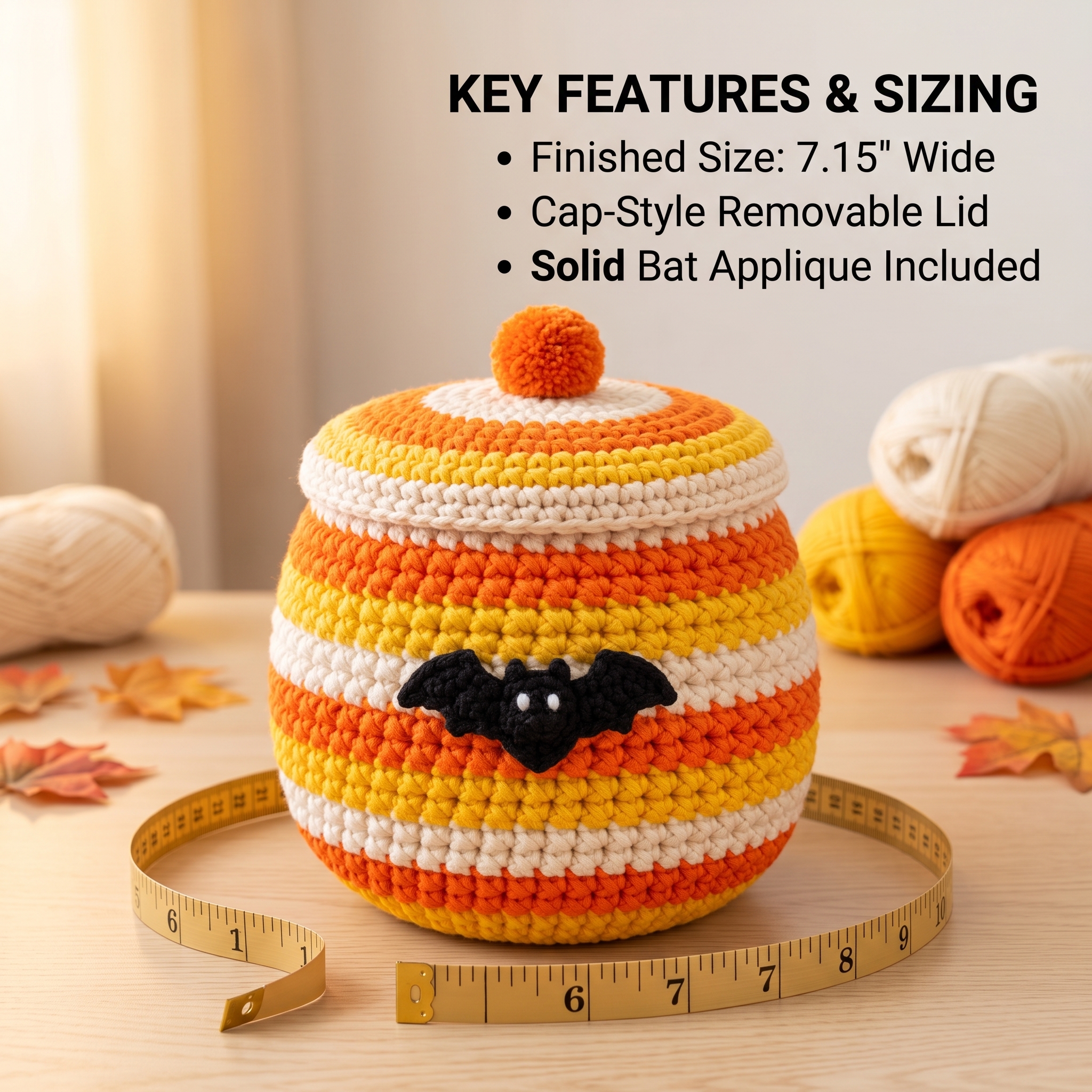 Candy Corn Witch Cauldron Basket Crochet Pattern | PDF Digital Guide - Image 4
