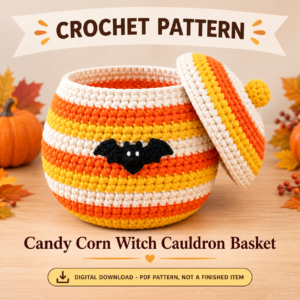 Candy Corn Witch Cauldron Basket Crochet Pattern | PDF Digital Guide