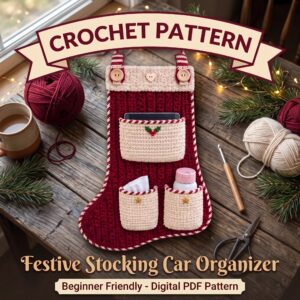 Festive Stocking Crochet Car Backseat Organizer Pattern | PDF Digital Guide